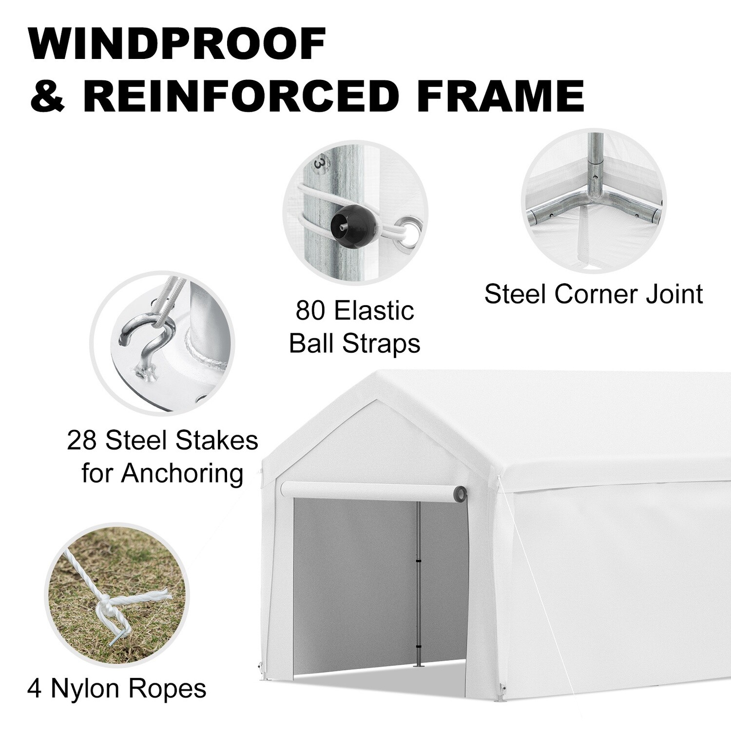 Heavy-Duty Garage Shelter, 10 x 20 ft, Weather-Resistant Outdoor Storage for Vehicles, Equipment, and Tools