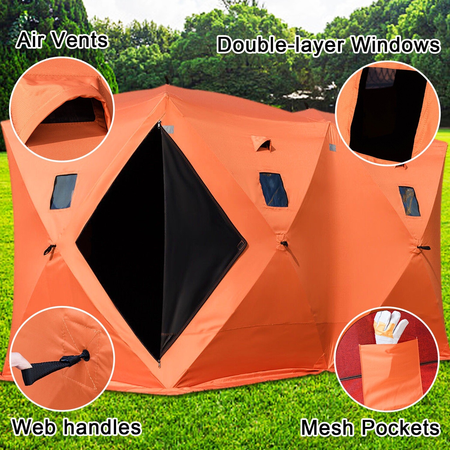 Portable Ice Shelter made of 300d Oxford Fabric for 8 People