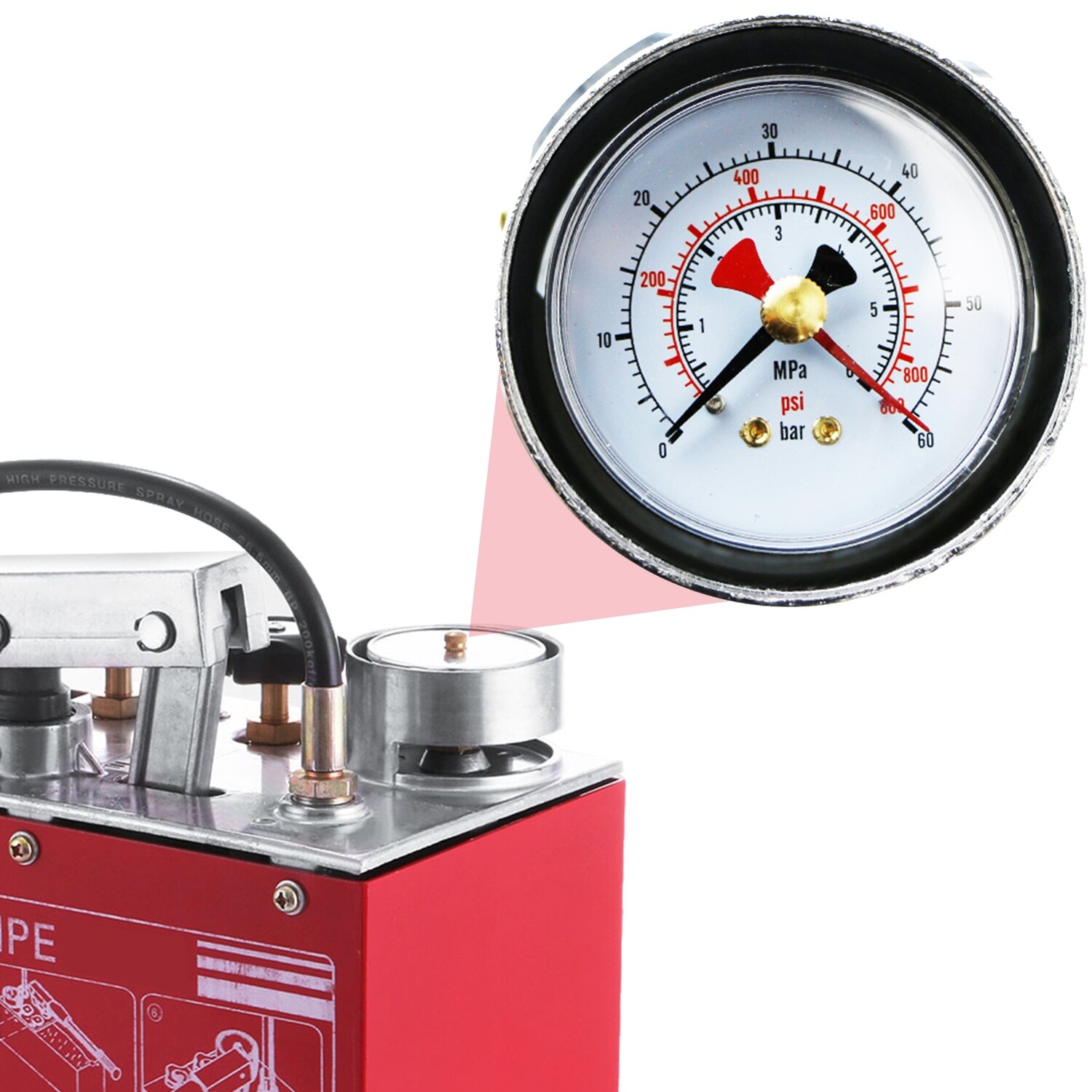 Pump for Pressure Tests 45 ml Test Pump with 725 PSI Pressure Pump Filling Pump 5 MPa