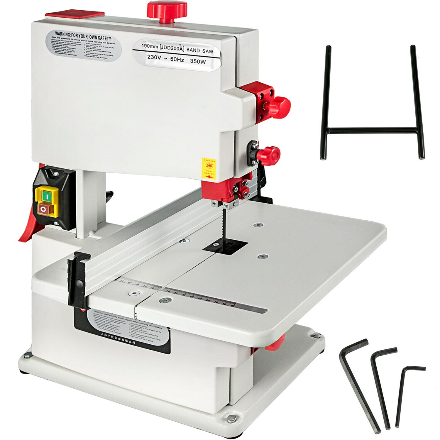 80mm Cutting Height Small Red Metal Tabletop 8-inch Benchtop Bandsaw