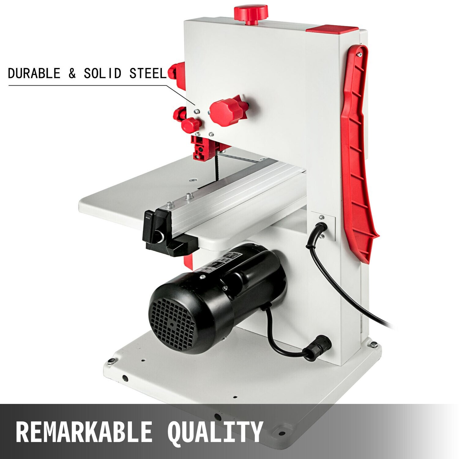 80mm Cutting Height Small Red Metal Tabletop 8-Inch Benchtop Bandsaw - Compact and Efficient for Precision Cutting in Woodworking and DIY Projects