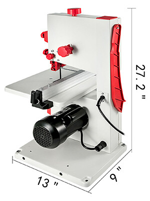 80mm Cutting Height Small Red Metal Tabletop 8-Inch Benchtop Bandsaw - Compact and Efficient for Precision Cutting in Woodworking and DIY Projects