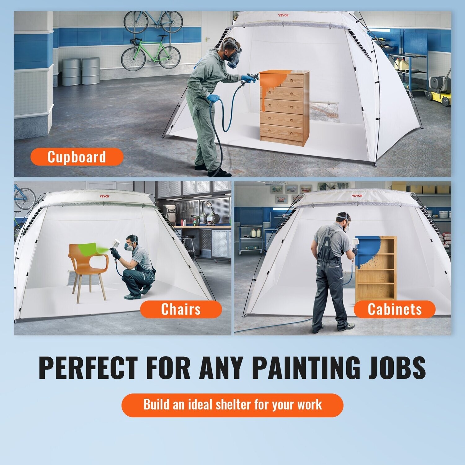 Portable Spray Paint Tent, 10x7x6ft Spray Paint Shelter