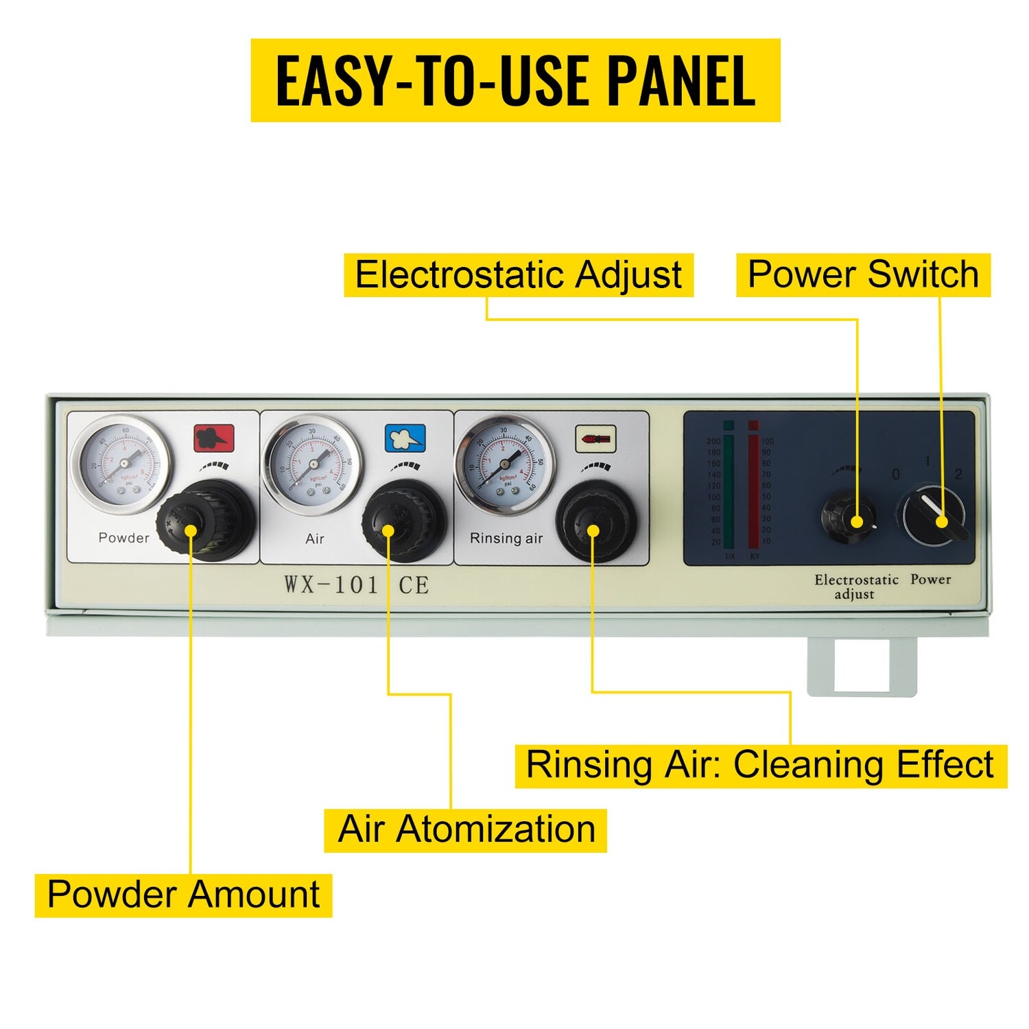 50L Electrostatic Spray Powder Coating Machine 40W Electrostatic Powder Coating System Spray Gun Painting System Powder Coating Equipment WX-101