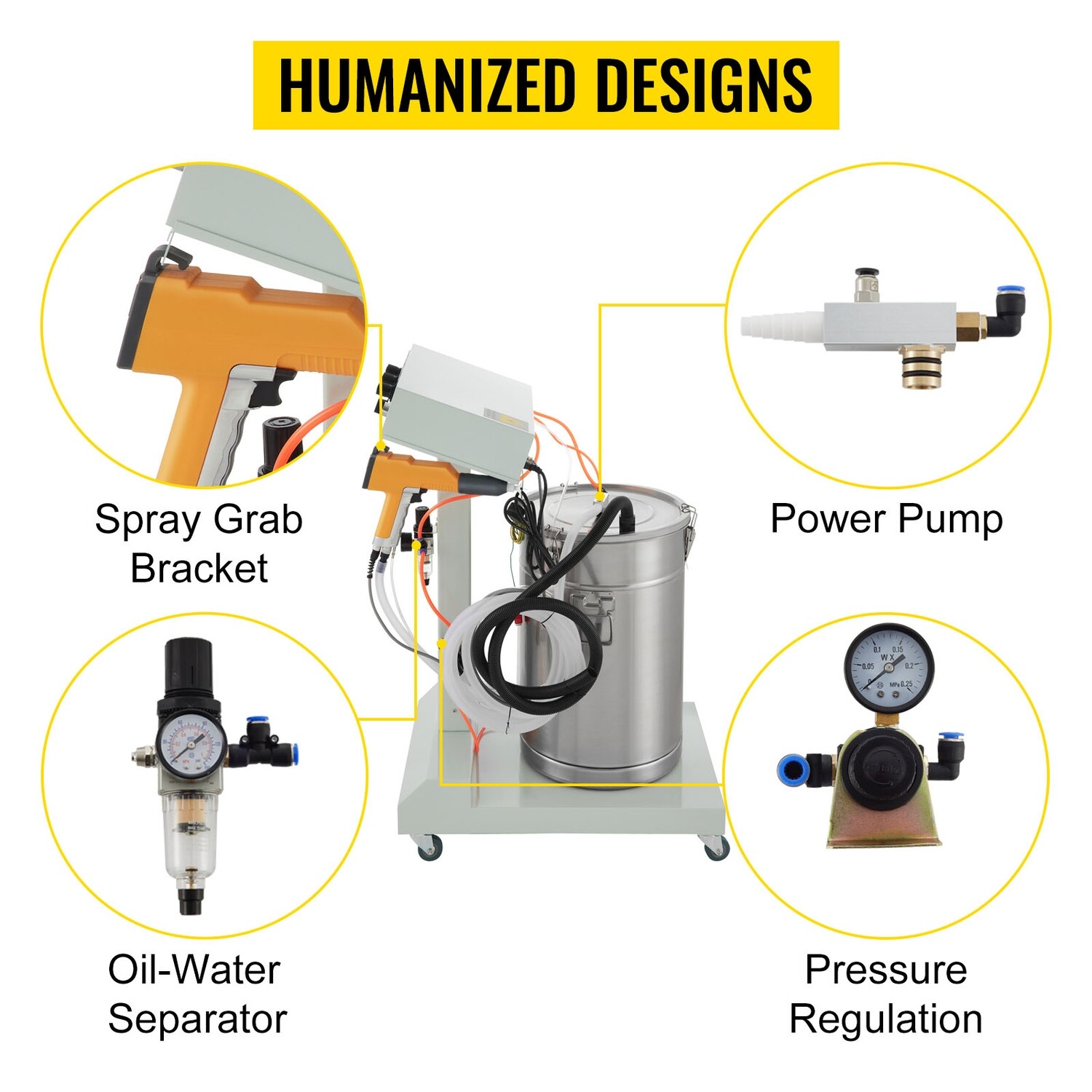 50L Electrostatic Spray Powder Coating Machine 40W Electrostatic Powder Coating System Spray Gun Painting System Powder Coating Equipment WX-101