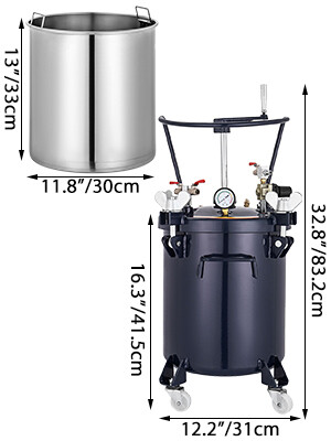 8-Gallon Spray Bottles and 30L Pressure Feed Paint Pot Tank - Includes Sprayer Regulator for Efficient Paint Application and Control