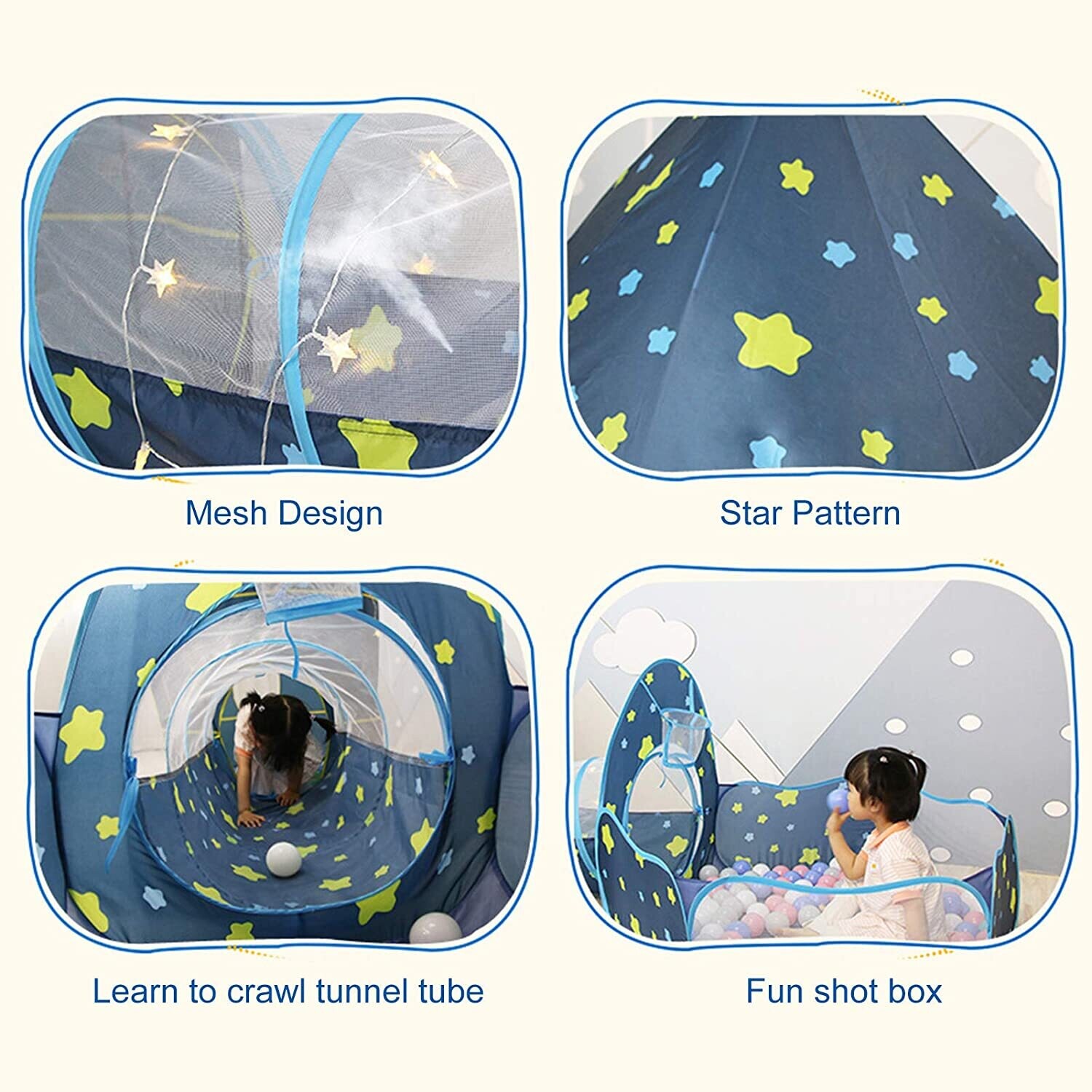 Dream Tent Pop-Up Crawl Tunnel – Children&#39;s Play Tent and Ball Pit for Fun Indoor and Outdoor Activities