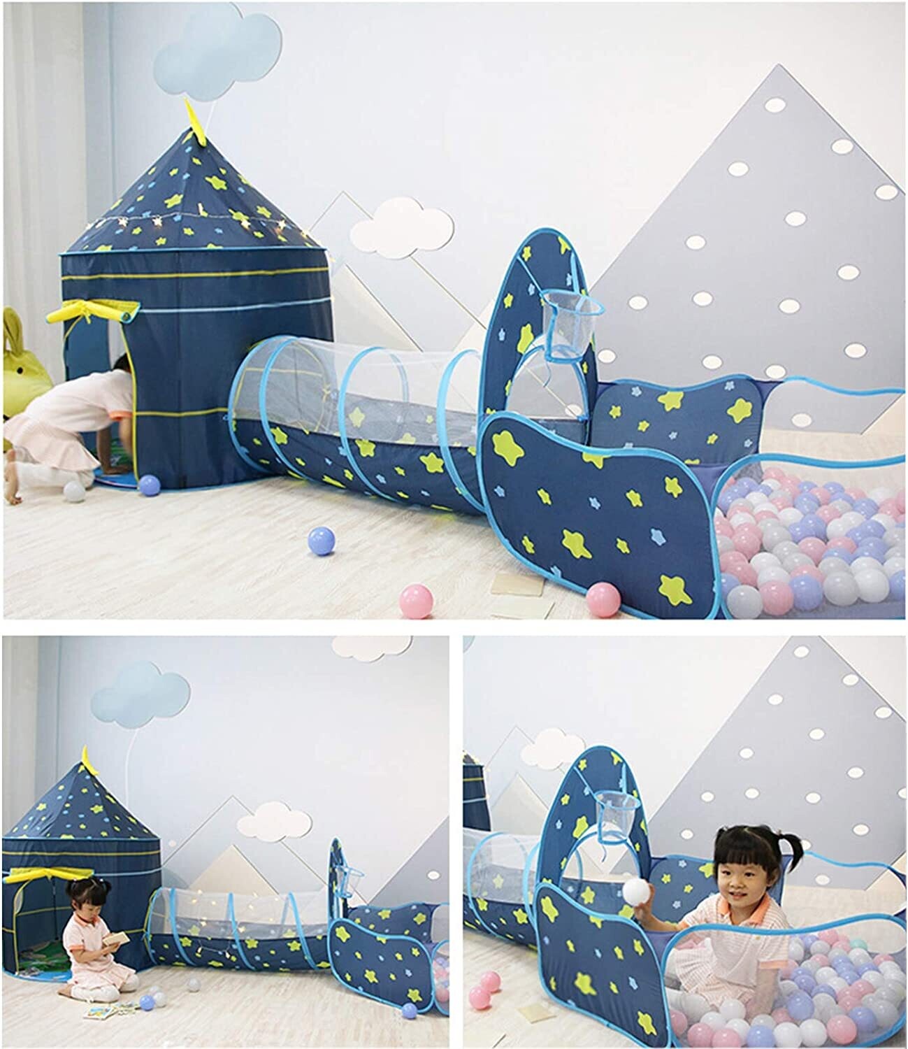 Dream Tent Pop-Up Crawl Tunnel – Children&#39;s Play Tent and Ball Pit for Fun Indoor and Outdoor Activities