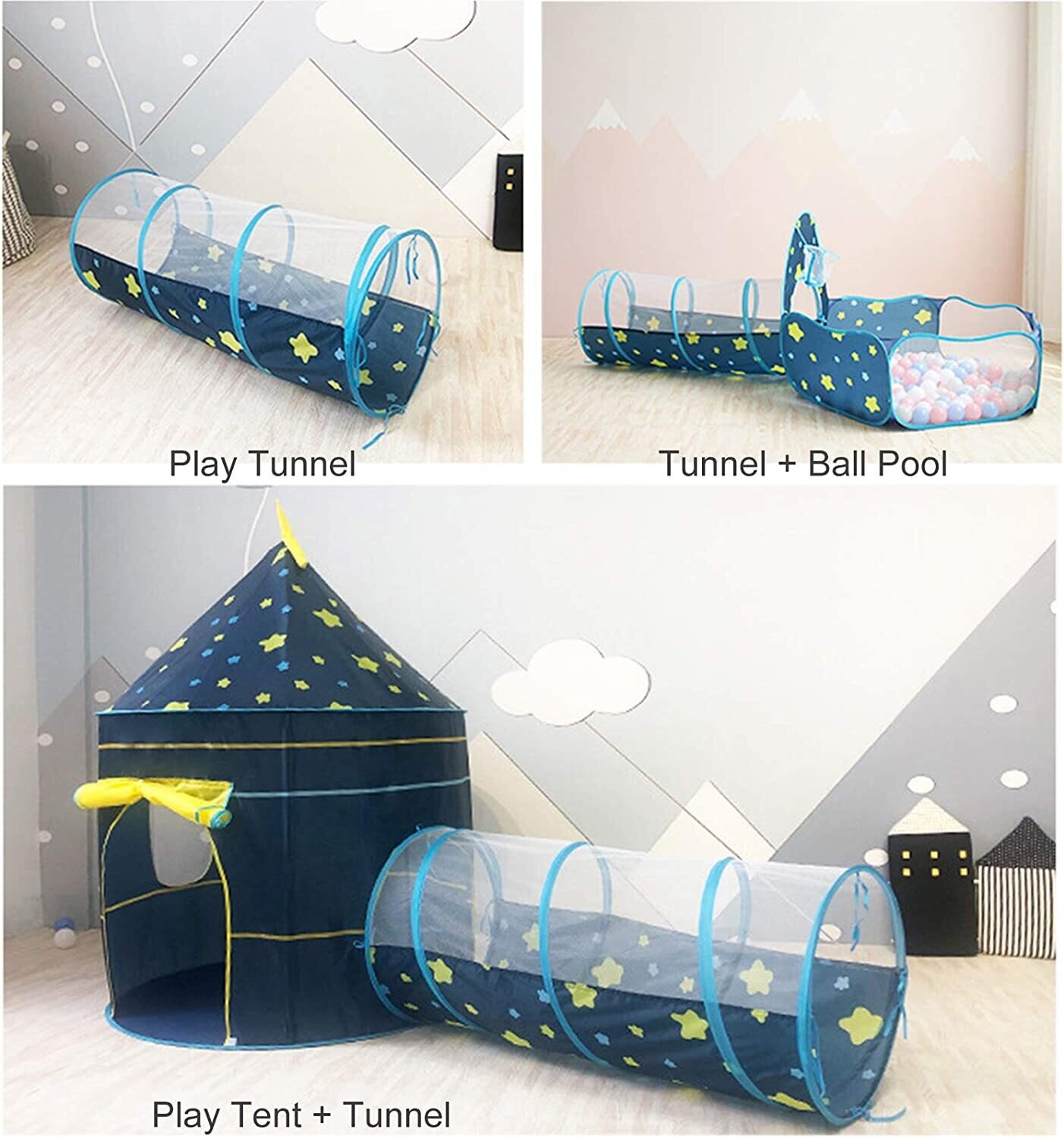 Dream Tent Pop-Up Crawl Tunnel – Children&#39;s Play Tent and Ball Pit for Fun Indoor and Outdoor Activities