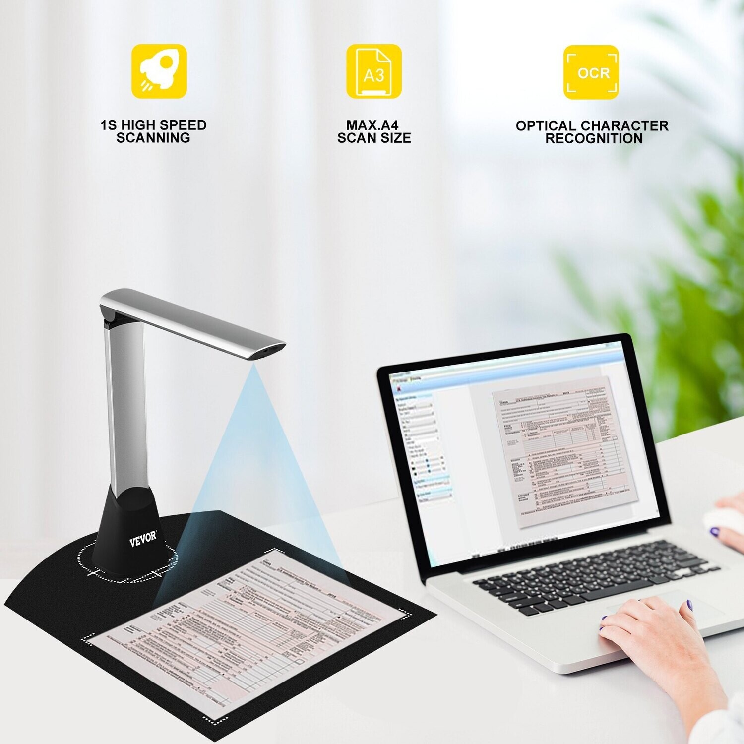 Portable A4 Book size Scanner,5 Mega-Pixel L ens Book and document Scanner with LED Lights