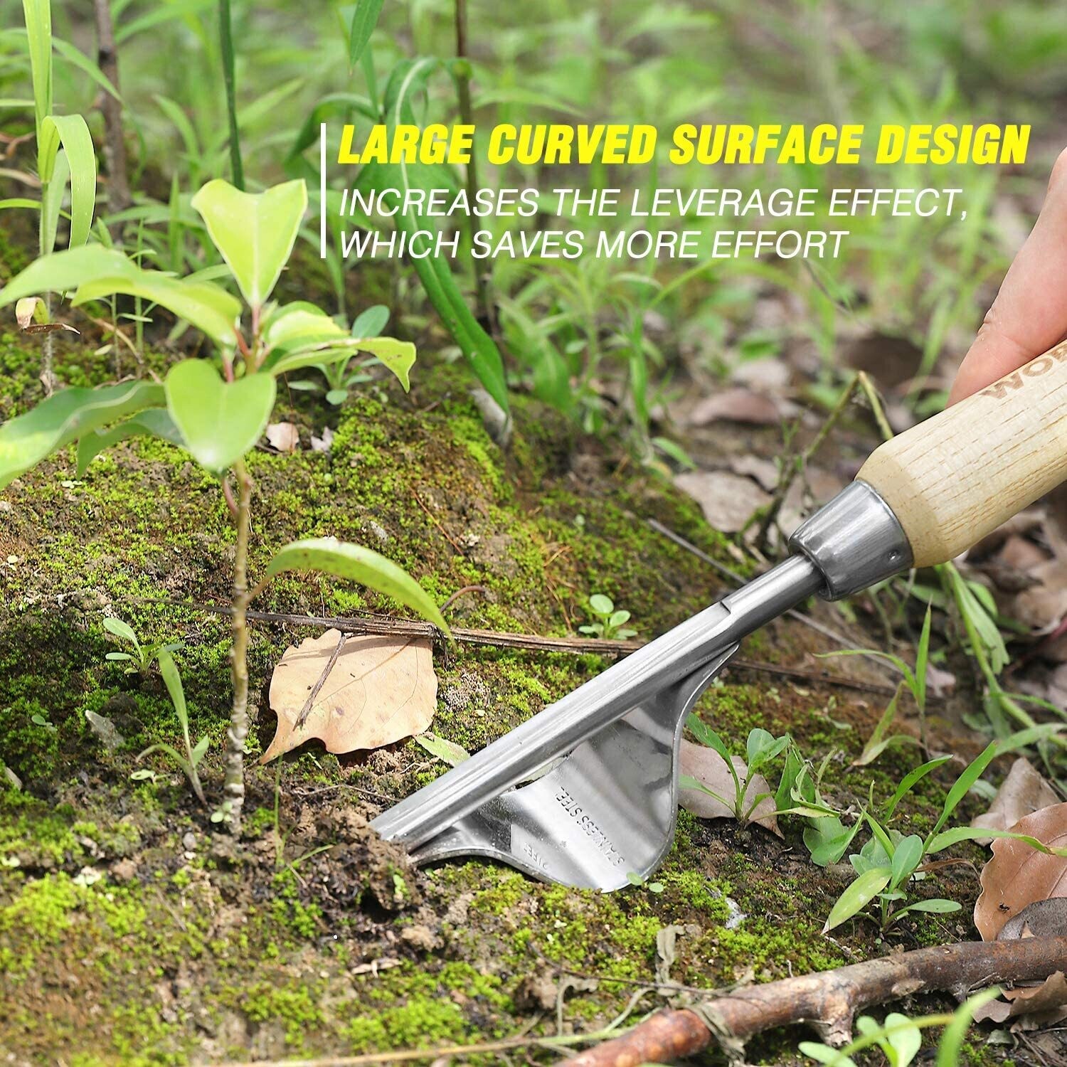 Stainless steel, seven-in-one garden tool set with wooden handles