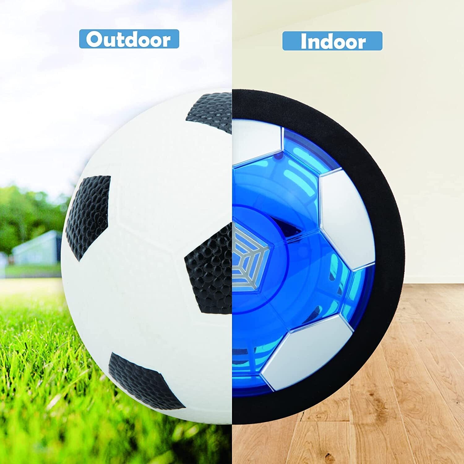 Set of 3 balls, 2 strikes, and 2 football goals for air power football hover ball hockey.