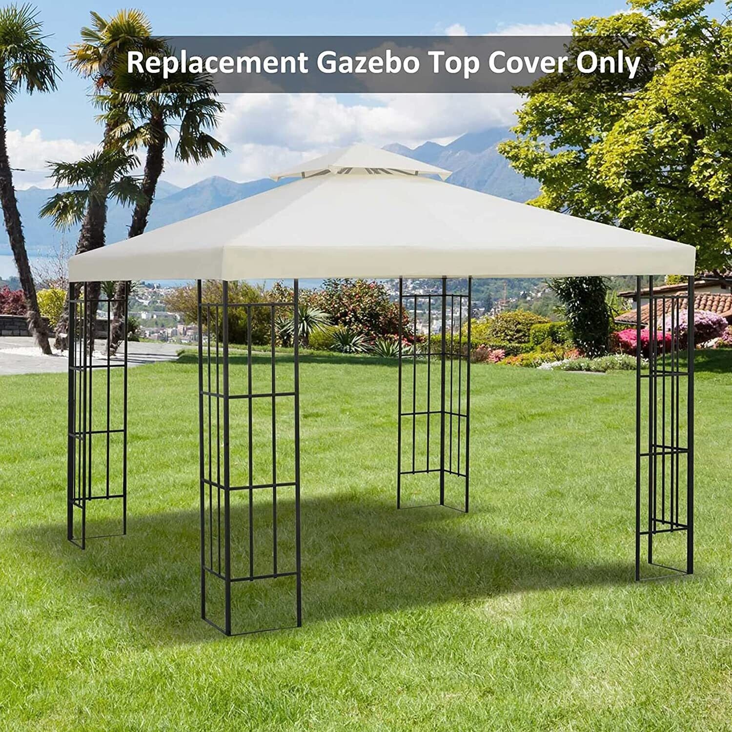 3x3m Gazebo Canopy Replacement Cover - Waterproof 2-Tier Design with Air Vented Top for Outdoor Use (Top Only) - Ideal for Refreshing Your Pop-Up Canopy for Events and Gatherings