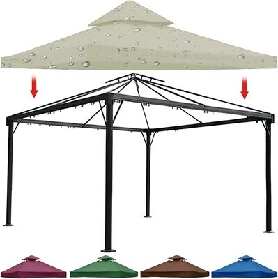 3x3m Gazebo Canopy Replacement Cover - Waterproof 2-Tier Design with Air Vented Top for Outdoor Use (Top Only) - Ideal for Refreshing Your Pop-Up Canopy for Events and Gatherings