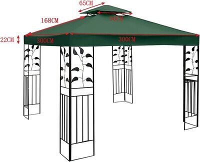 3x3m Gazebo Canopy Replacement Cover - Waterproof 2-Tier Design with Air Vented Top for Outdoor Use (Top Only) - Ideal for Refreshing Your Pop-Up Canopy for Events and Gatherings
