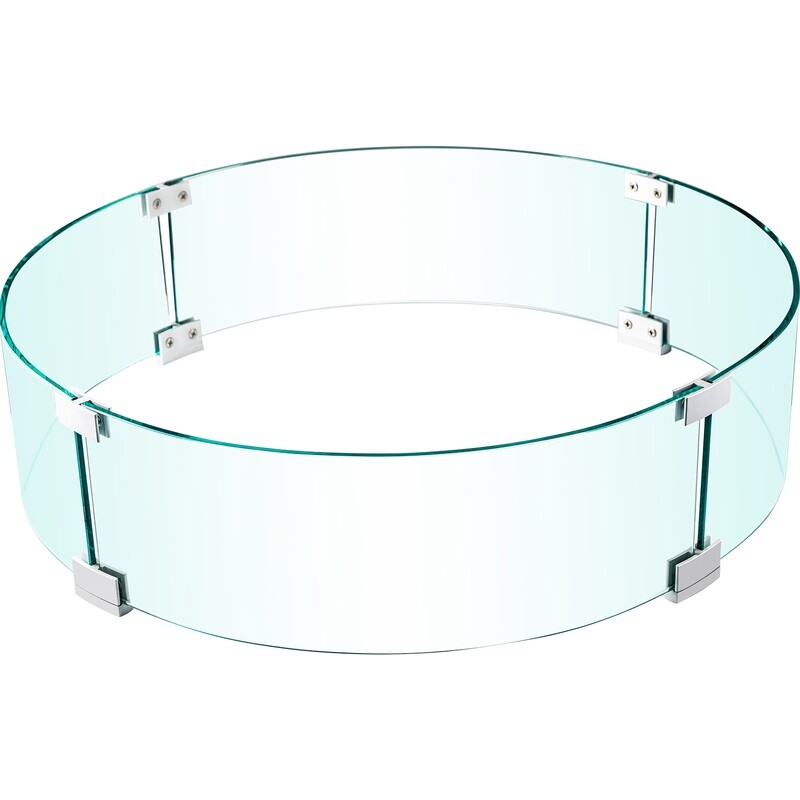 Fire Pit Wind Guard – Round Glass Shield, 24 x 24 x 6 Inch Glass Flame Guard for Outdoor Fire Pits
