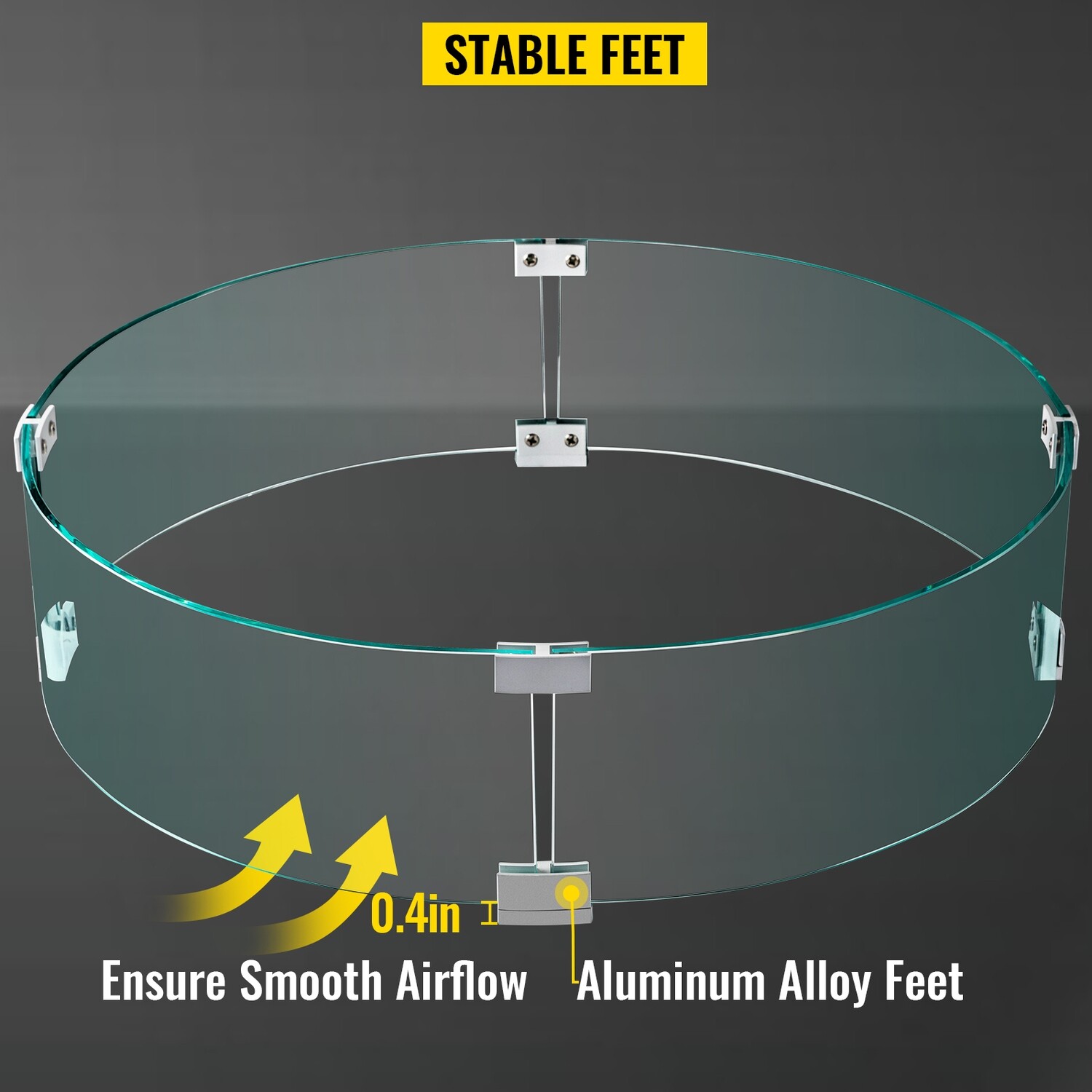Fire Pit Wind Guard – Round Glass Shield, 24 x 24 x 6 Inch Glass Flame Guard for Outdoor Fire Pits