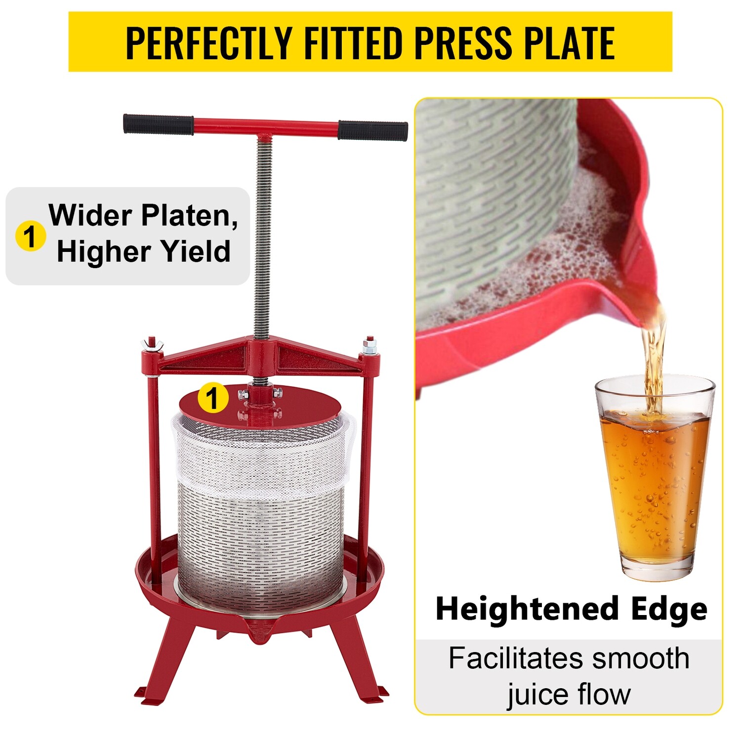 3.7 Gal / 14 L Cast Iron Manual Grape Presser - Heavy-Duty Fruit and Wine Maker - Perfect for Pressing Grapes and Fruits for Homemade Wine - Sturdy, Efficient Design for Small-Batch Production