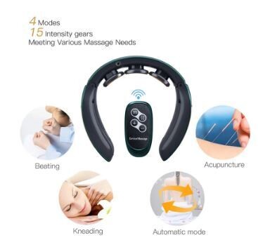 Electric Pulse Neck Massager Tens Massager Cervical Pain Relief Shoulder Relaxation Therapy Deep Tissue Massage Remote Control