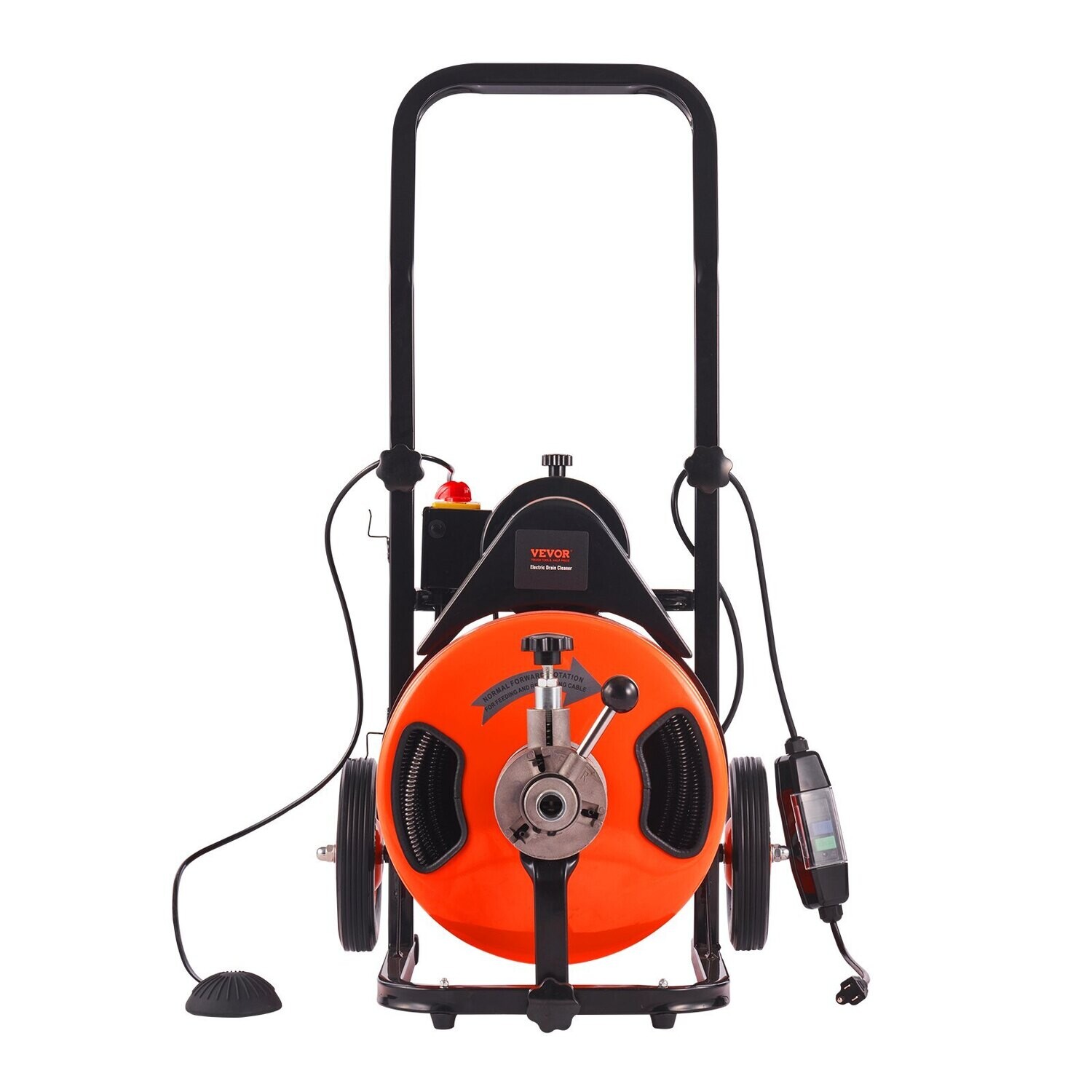Electric Drain Cleaning Machine with 100 FT x 3/8 Inch Auto-Feed Drain Auger – Heavy-Duty Sewer Snake for Plumbing and Clog Removal