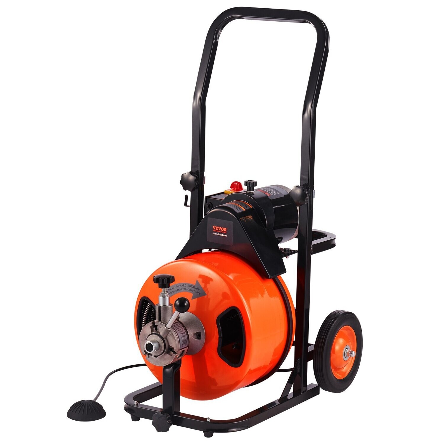 Electric Drain Cleaning Machine with 100 FT x 3/8 Inch Auto-Feed Drain Auger – Heavy-Duty Sewer Snake for Plumbing and Clog Removal