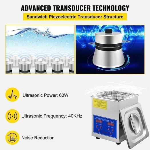 2L Washing Machine Ultrasonic Cleaner - Compact Ultrasonic Tub Cleaner for Effective Cleaning of Small Parts, Jewelry, and Delicate Items - Efficient and User-Friendly Ultrasonic Cleaning Solution for