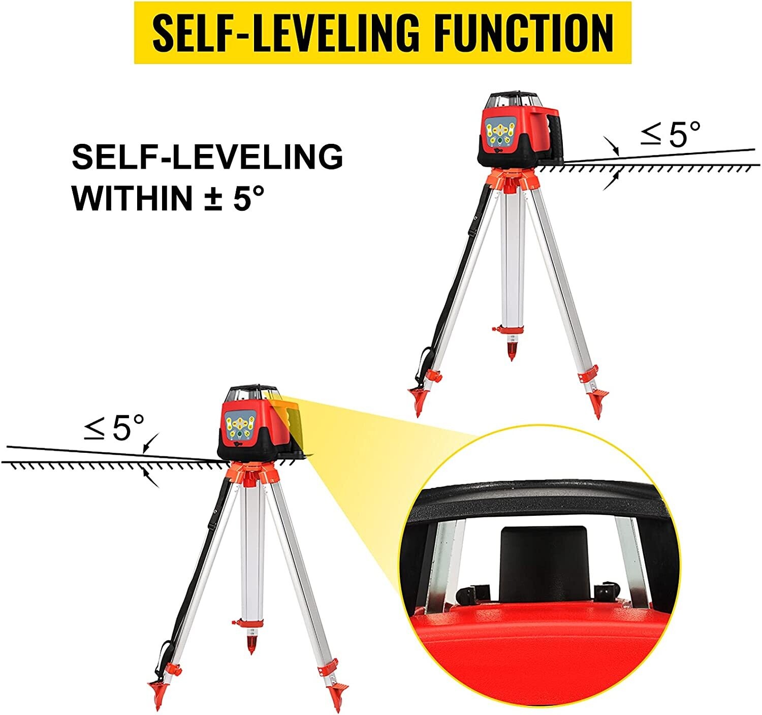 500m Professional Rotating Self-Leveling Rotary  360 Degree Laser Level with Tripod and Staff