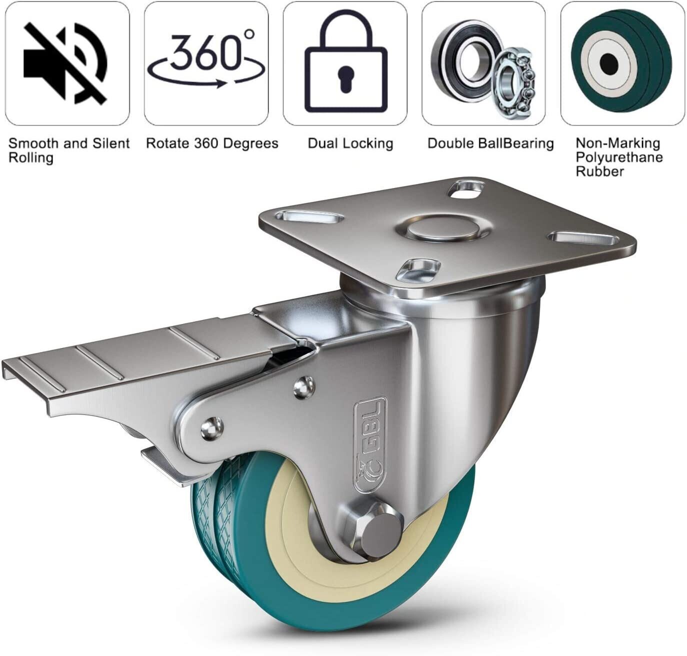 Castor Wheels 50mm with Screws – Heavy Duty 200KG Load Capacity for Furniture, Trolleys, and Equipment