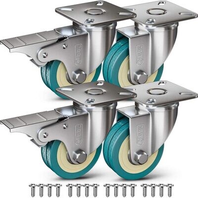 Castor Wheels 50mm with Screws – Heavy Duty 200KG Load Capacity for Furniture, Trolleys, and Equipment