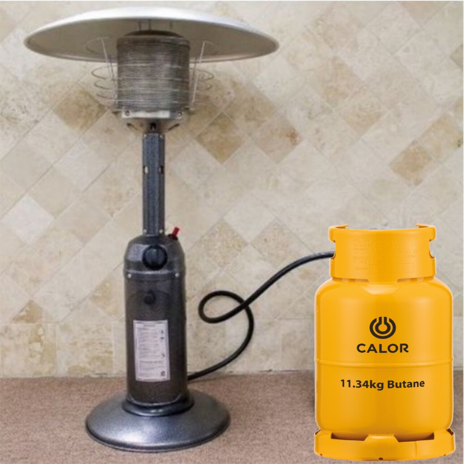 Tabletop Stainless Steel Patio Heater with Hose for Bottled Gas
