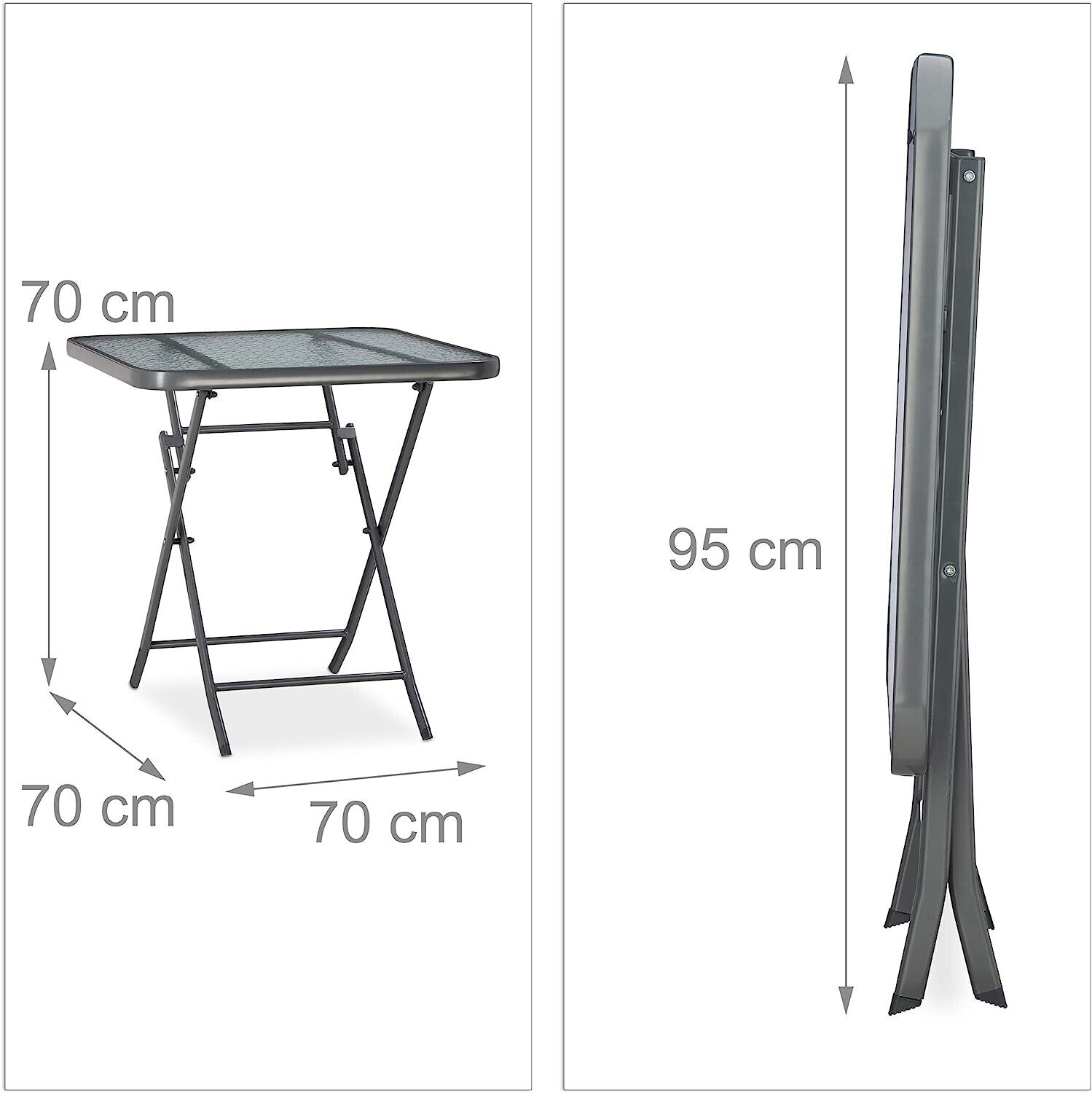 Table for Folding Balcony with Decorative Glass Top