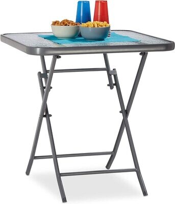 Table for Folding Balcony with Decorative Glass Top
