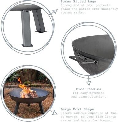 Raw Iron Patio/Garden Fire Pit Burner with Handles