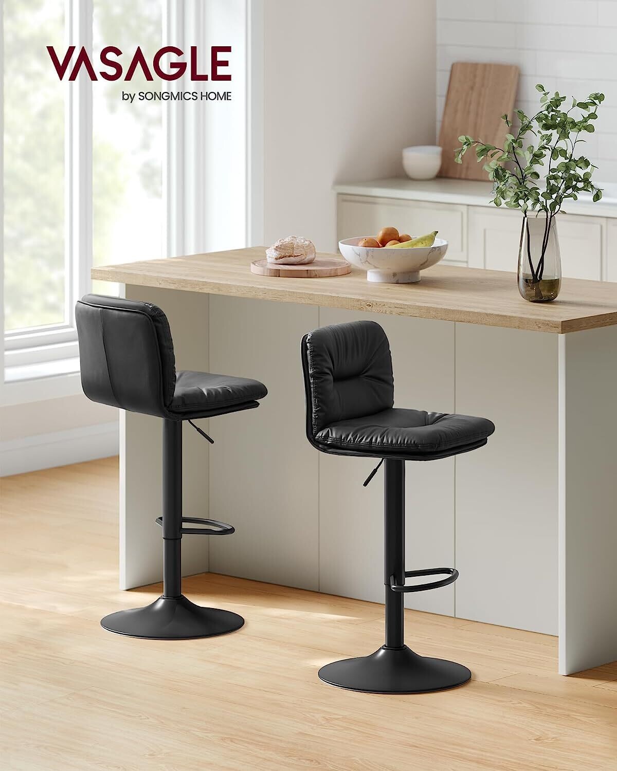 2x Adjustable Height Bar Stools - Stylish and Versatile Seating for Kitchens, Bars, and Dining Areas, Perfect for Any Décor