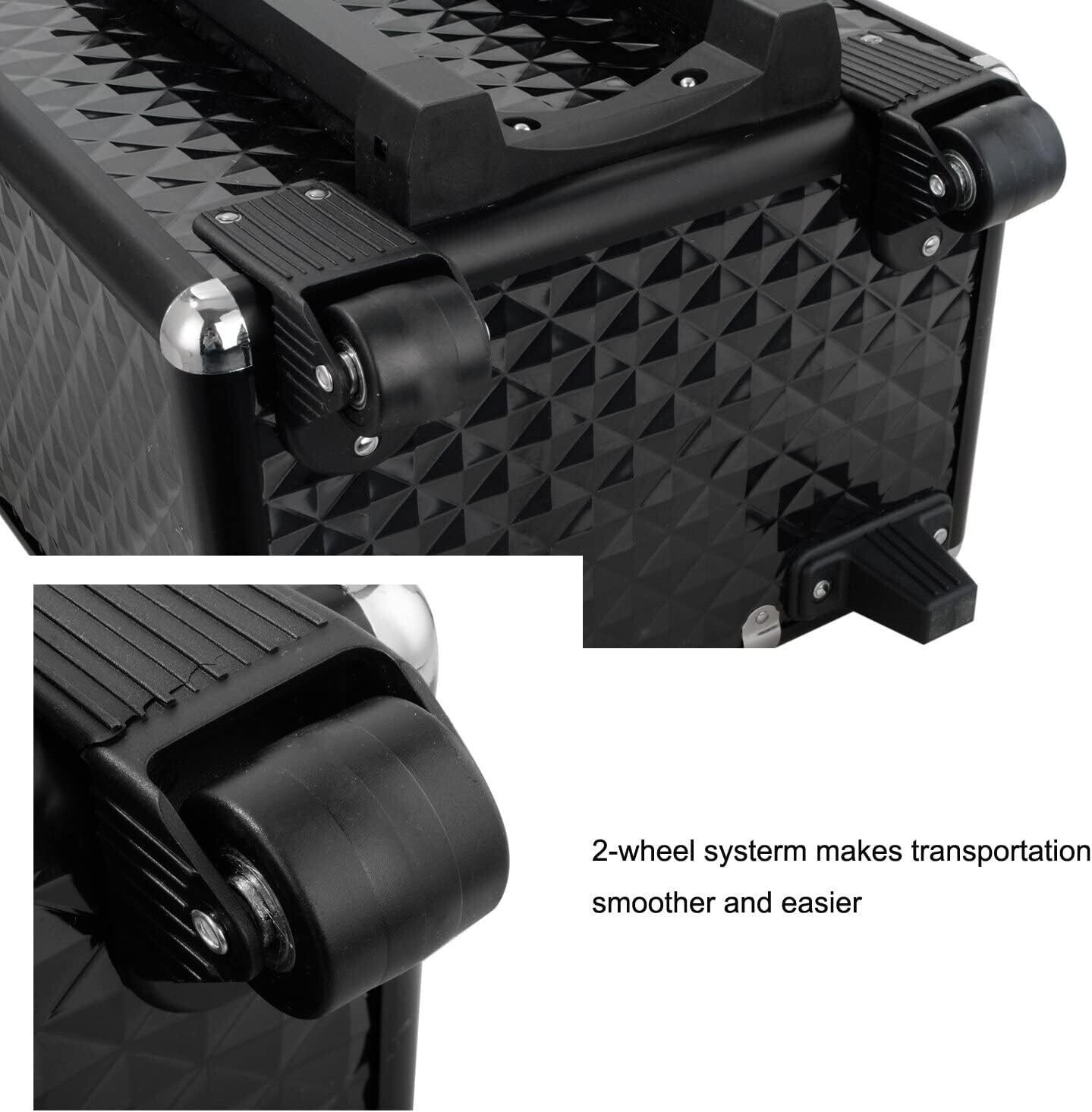 Professional Aluminum Rolling Vanity Cosmetic Case with 4 in 1 Makeup Trolley