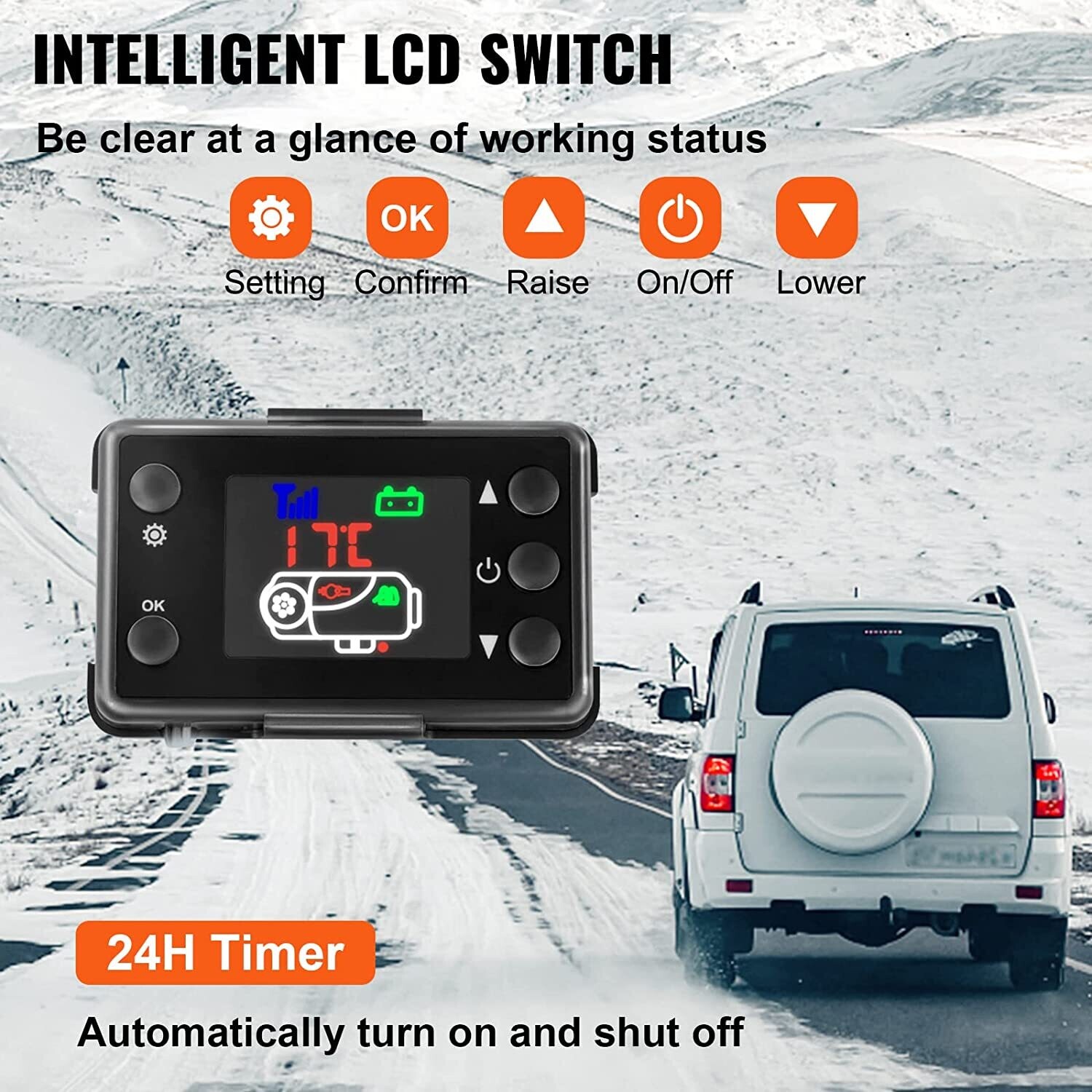 2/3/5/8KW 12V Diesel Air Heater – Parking Heater with Silencer, LCD Display, and Remote Control