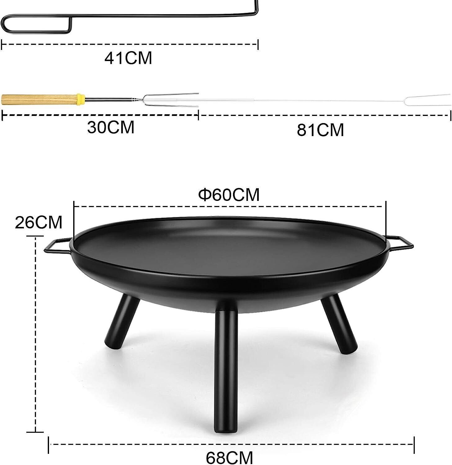 Charcoal Log Wood Outdoor Fire Pit, Garden Patio Heater for Backyard, BBQ, and Outdoor Heating