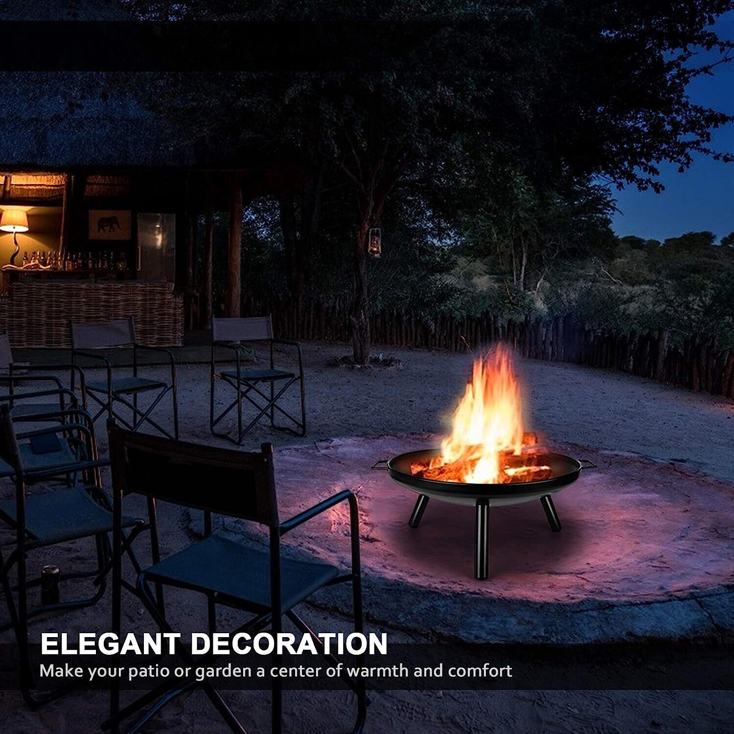 Charcoal Log Wood Outdoor Fire Pit, Garden Patio Heater for Backyard, BBQ, and Outdoor Heating