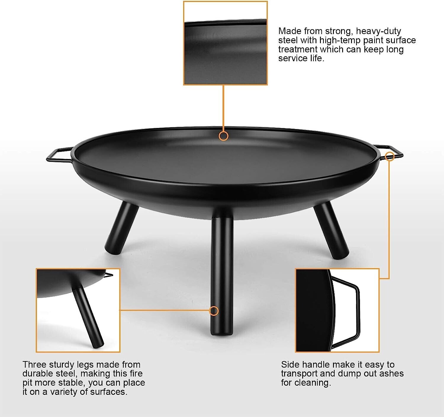 Charcoal Log Wood Outdoor Fire Pit, Garden Patio Heater for Backyard, BBQ, and Outdoor Heating