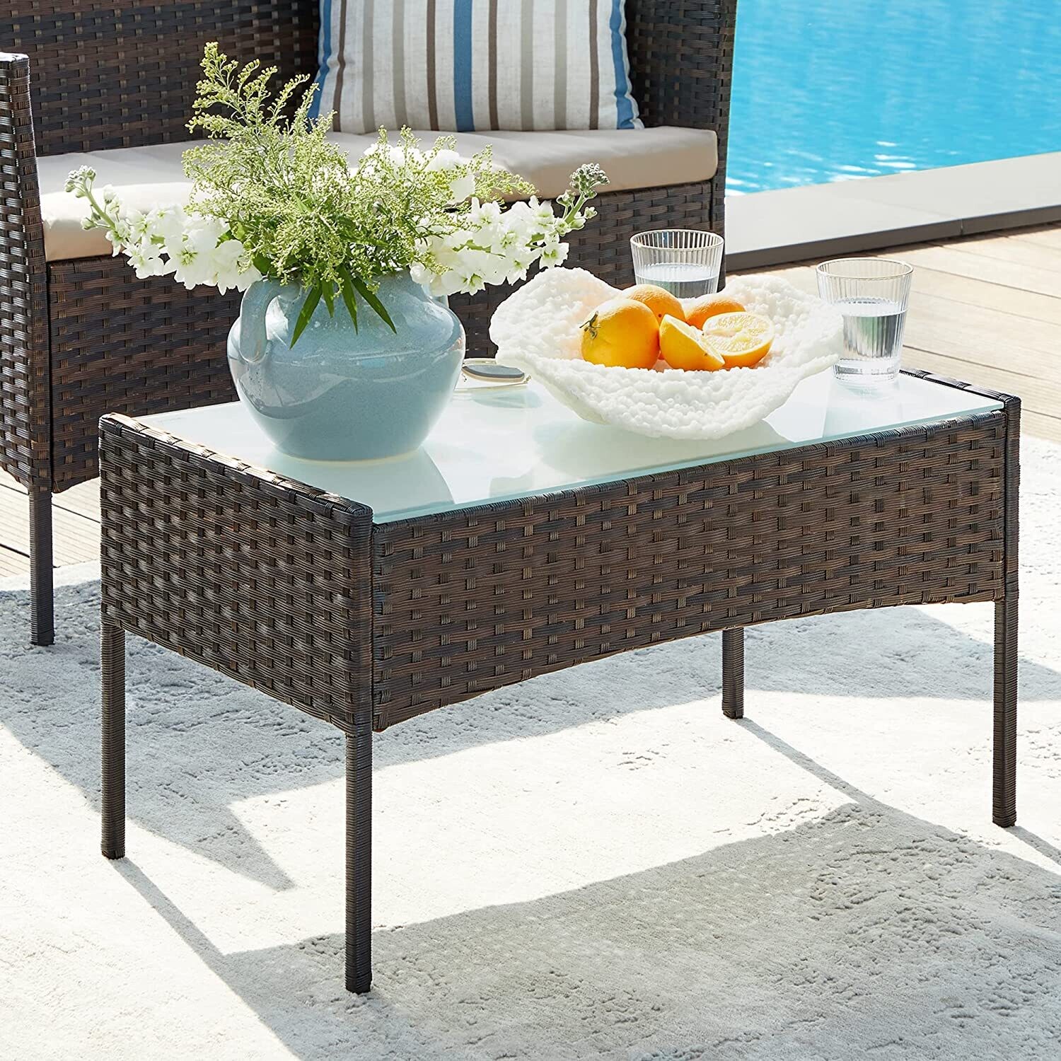 4-Piece Rattan Garden Chair Furniture Set - Stylish Weather-Resistant Wicker Patio Furniture with Cushions, Perfect for Gardens, Balconies, and Terraces