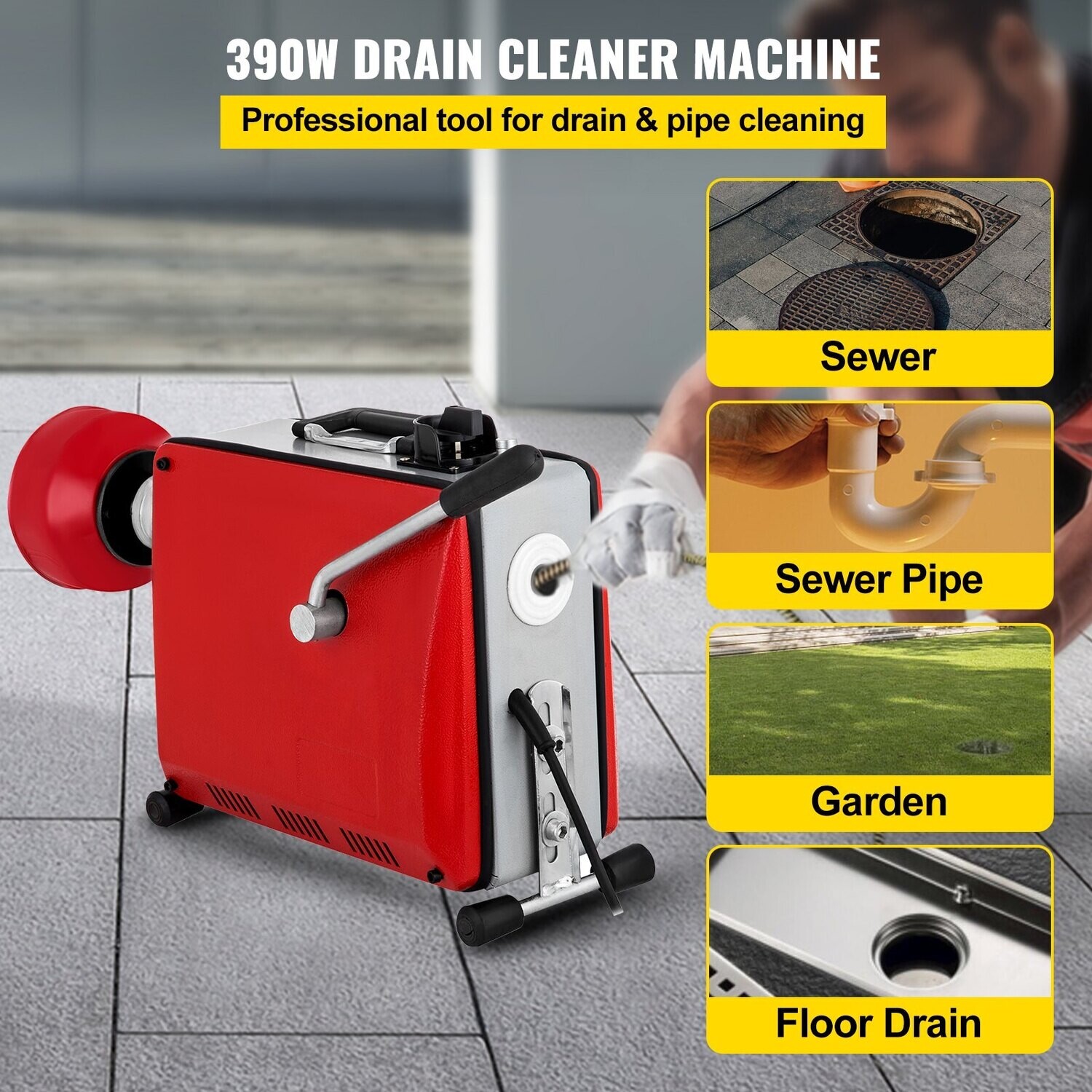 Professional Pipe Dredger Electric Drain Cleaner Pipeline Unblocker And Cleaning Machine for Bathroom, Toilet &amp; Sink