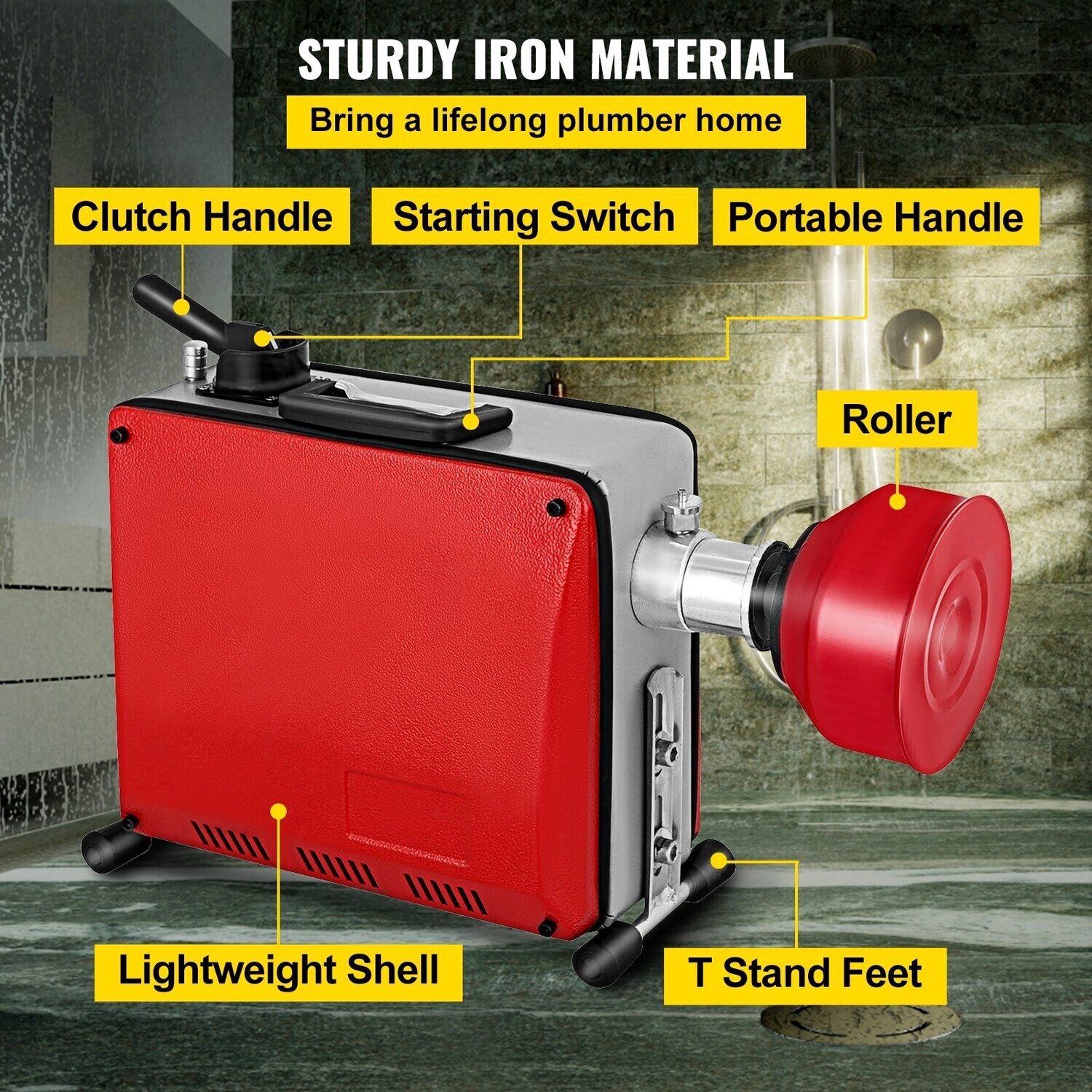 Professional Pipe Dredger Electric Drain Cleaner Pipeline Unblocker And Cleaning Machine for Bathroom, Toilet &amp; Sink