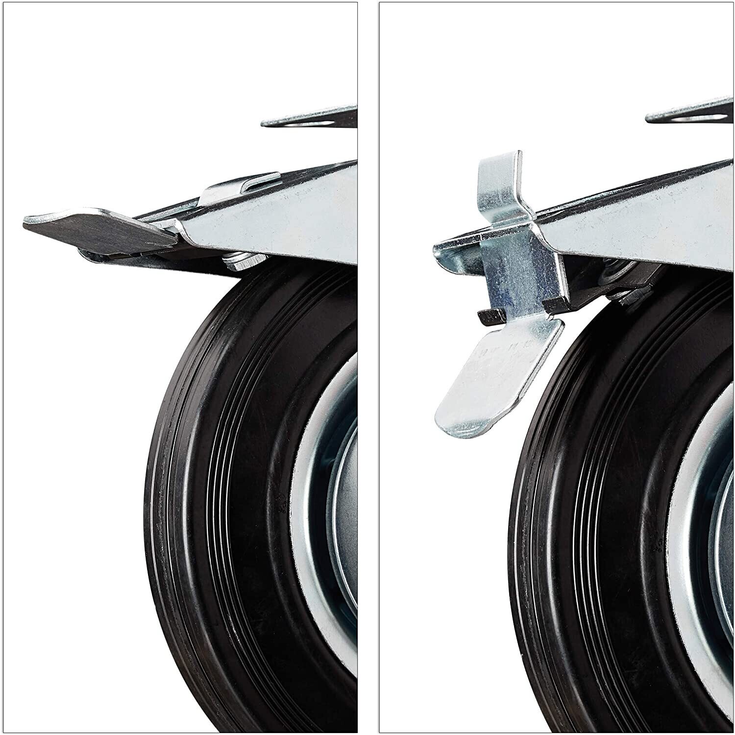 100mm Black Rubber Industrial Casters with Brakes Top mounting plate Heavy Duty Casters Wheels