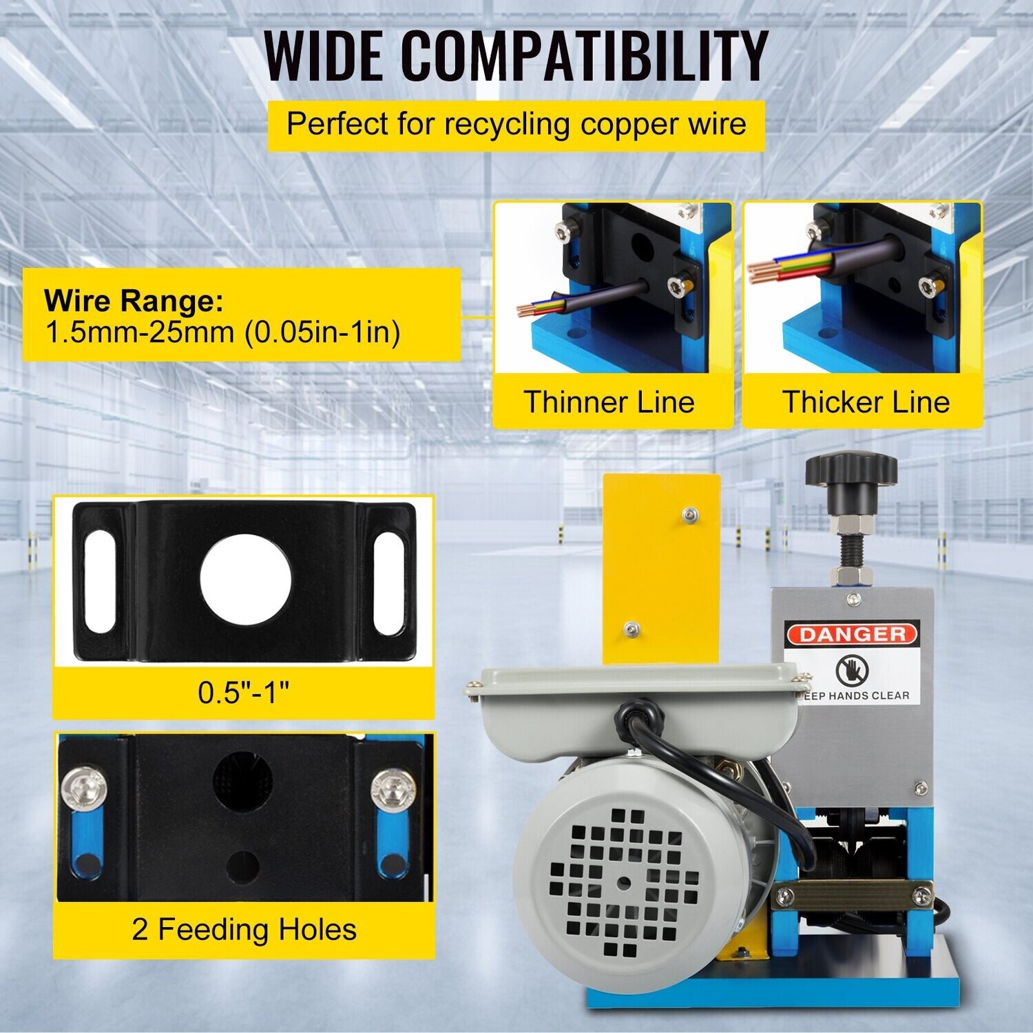 Portable Automatic Wire Stripping Machine – Electric Wire Stripper 1.5mm to 25mm for Recycling Scrap Copper Wire