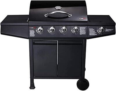 Garden Grill with 4+1 Gas Burners – Outdoor Barbecue Cooking Station with Side Burner, Stainless Steel Design, and Large Cooking Surface