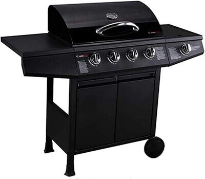 Garden Grill with 4+1 Gas Burners – Outdoor Barbecue Cooking Station with Side Burner, Stainless Steel Design, and Large Cooking Surface