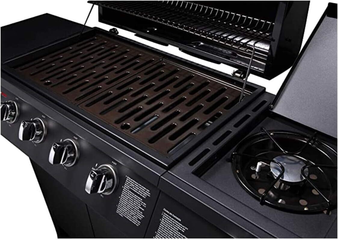 Garden Grill with 4+1 Gas Burners – Outdoor Barbecue Cooking Station with Side Burner, Stainless Steel Design, and Large Cooking Surface