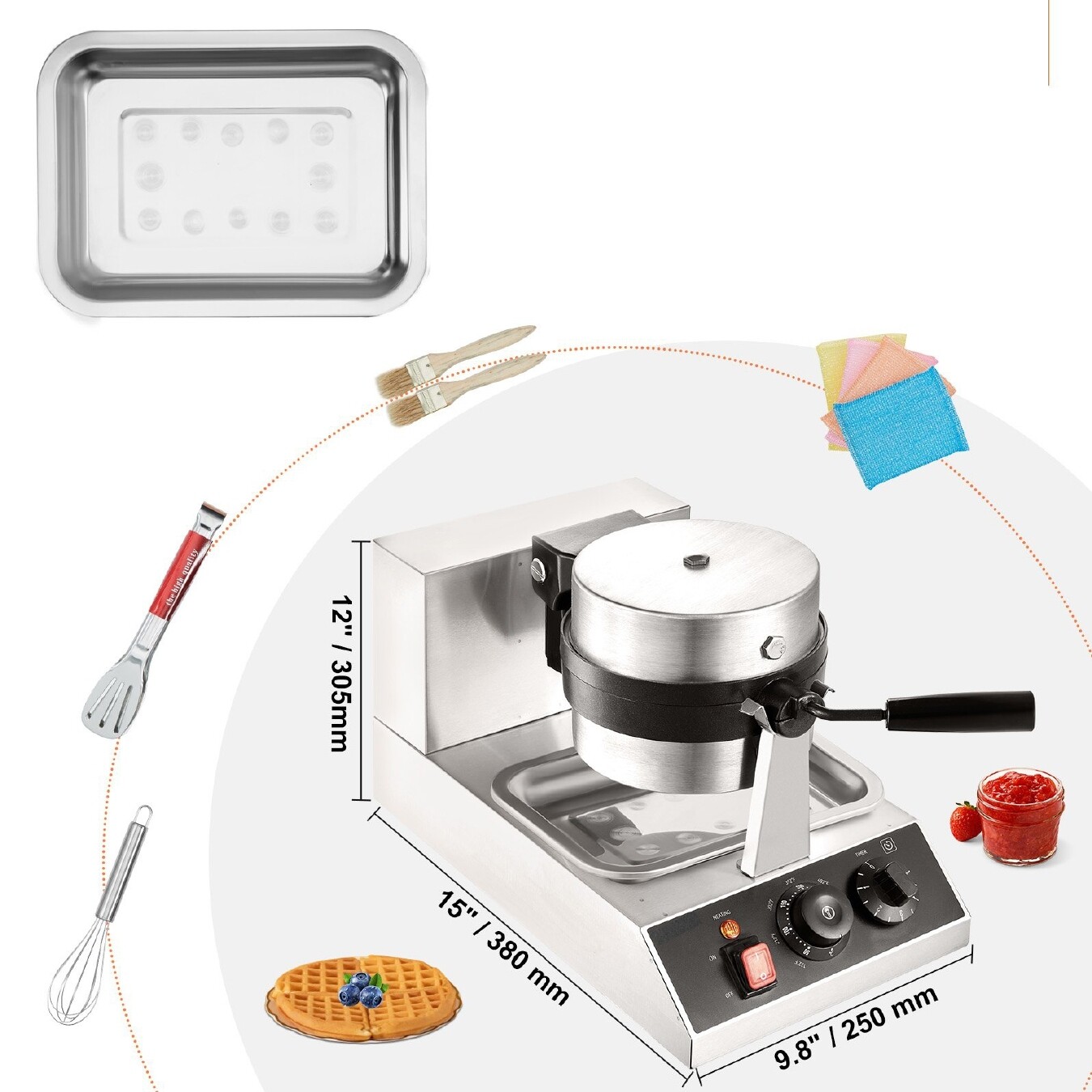 Commercial Electric Donut and Waffle Maker, Multi-Function Oven for Donuts, Eggs, and Bread, High-Power Cooking, Easy to Use and Clean, Perfect for Restaurants and Food Stalls.