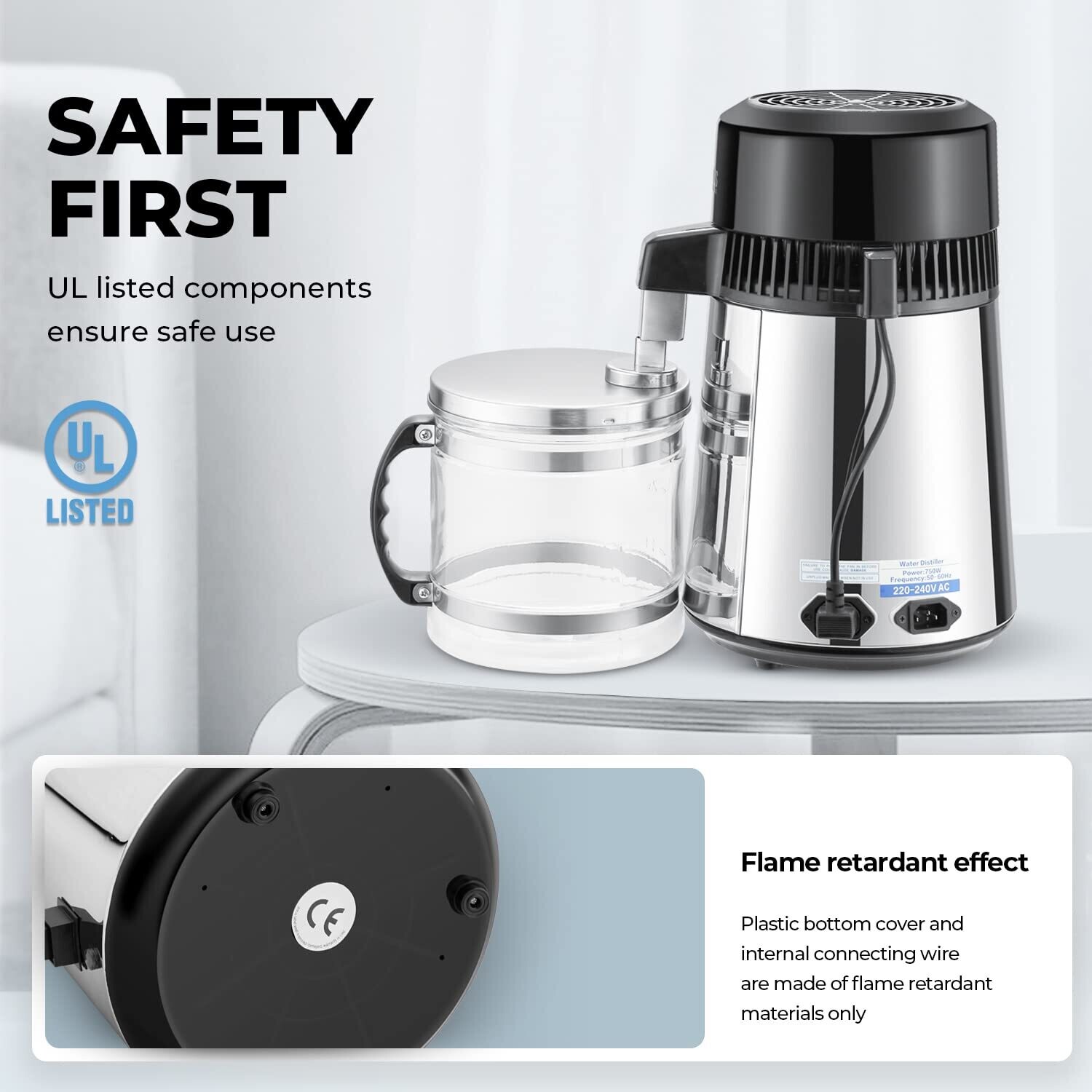 4-Liter Stainless Steel Water Distiller Machine - Efficient Home Water Purification System for Safe and Clean Drinking Water