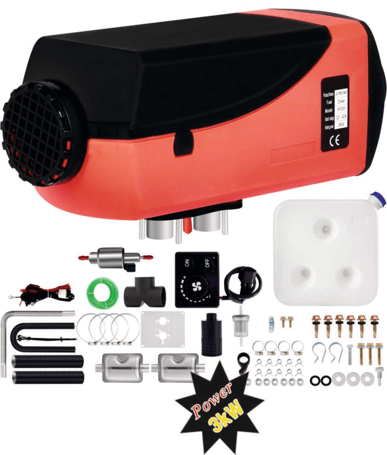 2/3/5/8KW 12V Diesel Air Heater – Parking Heater with Silencer, LCD Display, and Remote Control